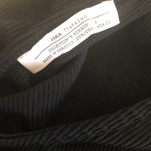 ZARA Black Ribbed Soft, Stretchy Bodysuit with Low Back Deep V cut - Picture 3 of 4